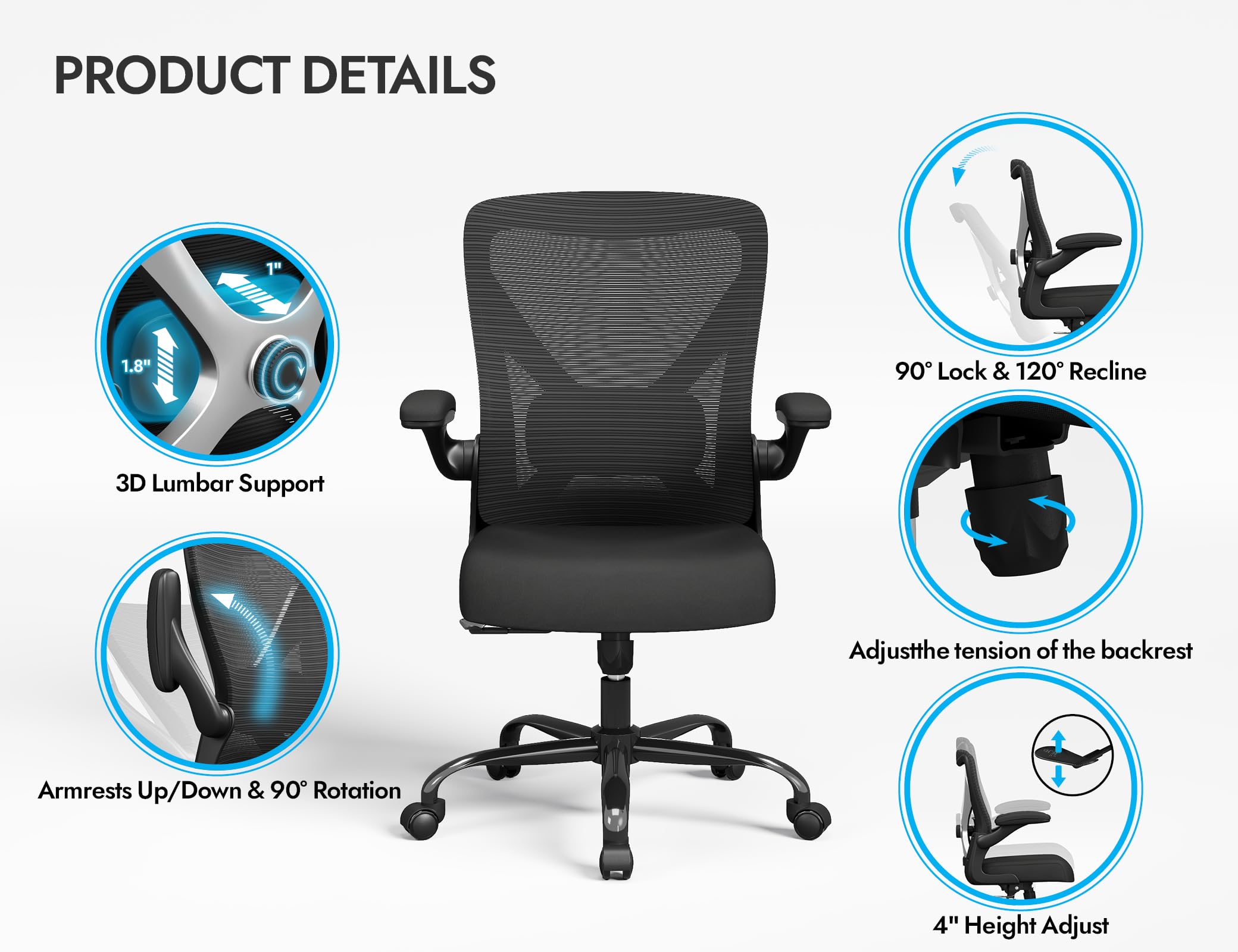 Ergalithic chair in a home office setup, blending style with practicality.