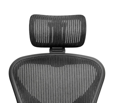 ERGOKING headrest on Aeron chair with installation note: chair not included.