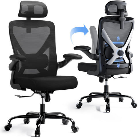 Ergalithic chair breathable-mesh back promotes airflow.
