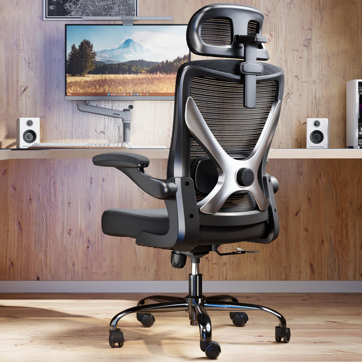 Ergalithic ergonomic office chair back-support for long work sessions.