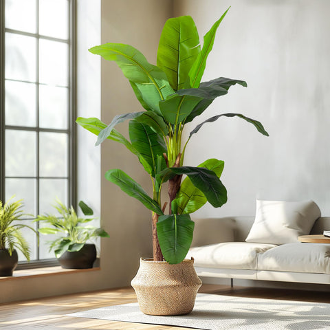Erimda 6FT artificial banana tree with lifelike silk leaves for stunning indoor decor