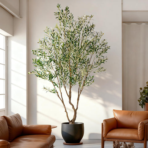 Erimda olive tree leaves and hand-pasted olives highlight botanical realism for elegant interiors.