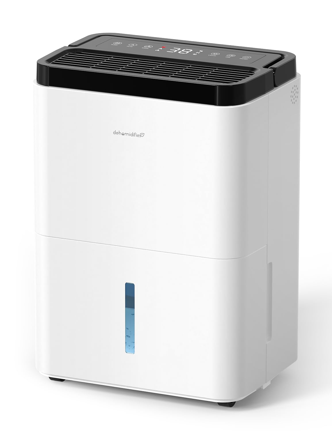 Erizolt 3000 sq ft dehumidifier front view for basement humidity control.