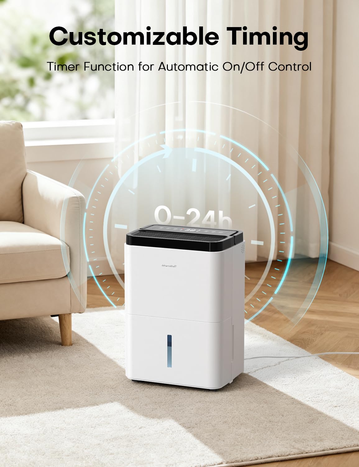 Erizolt dehumidifier shows three modes for versatile moisture management.
