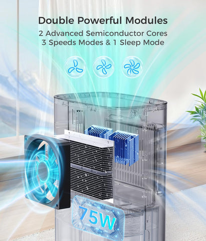 Erizolt dehumidifier with auto shut-off for safe operation.