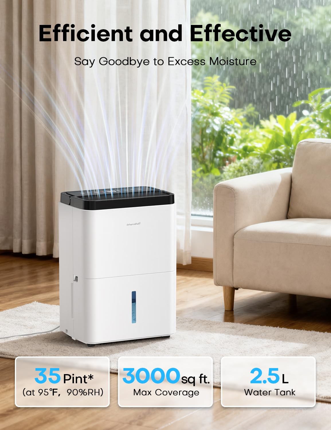 Erizolt dehumidifier with digital control panel for easy operation.