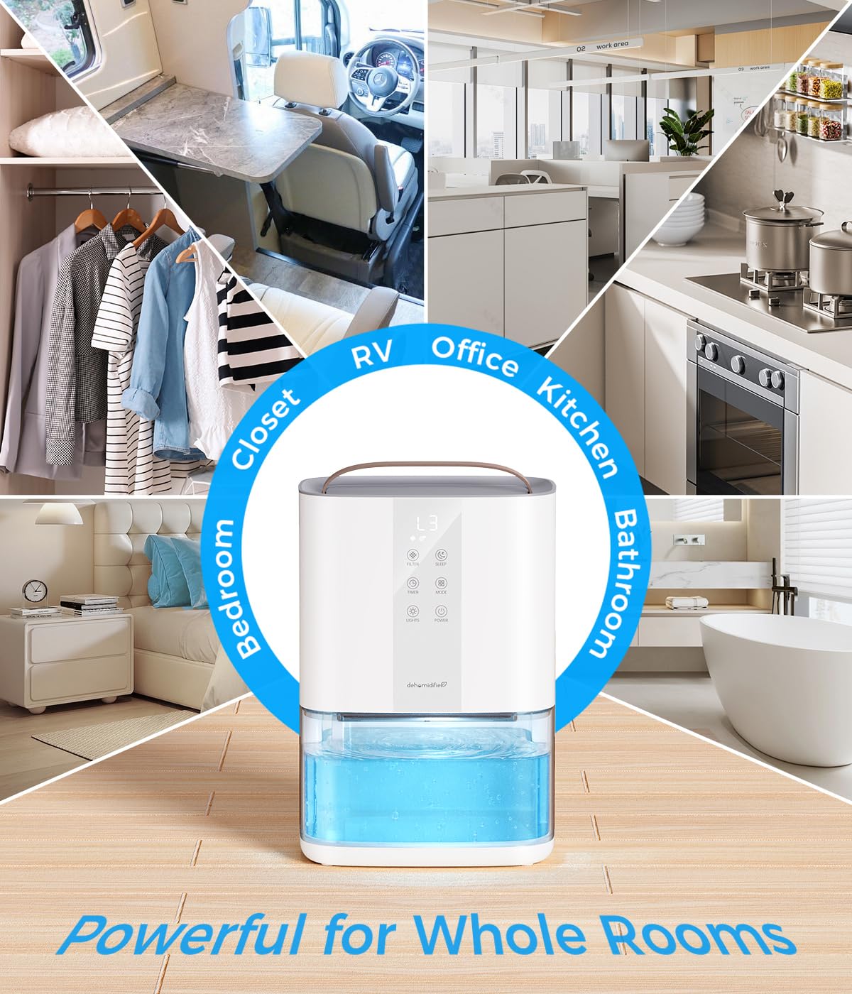 Erizolt compact dehumidifier suitable for rooms up to 1000 sq ft.