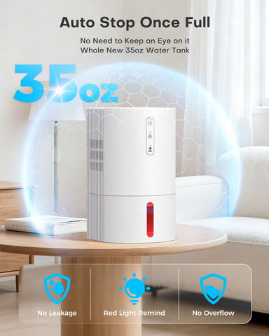 Visible water tank window lets you monitor collected moisture