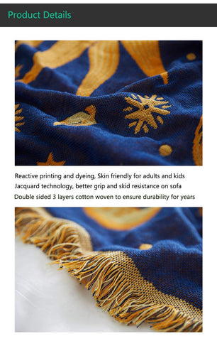 Erke Moon and Sun blanket tassels detail highlights texture and craft