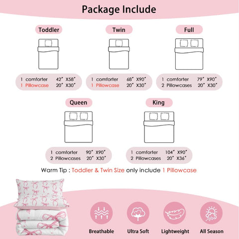 Erosebridal pink bow twin reversible design offers two distinct looks for seasonal rooms.