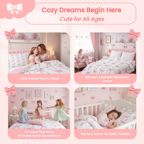 Erosebridal pink bow twin comforter is lightweight and breathable for year-round comfort.