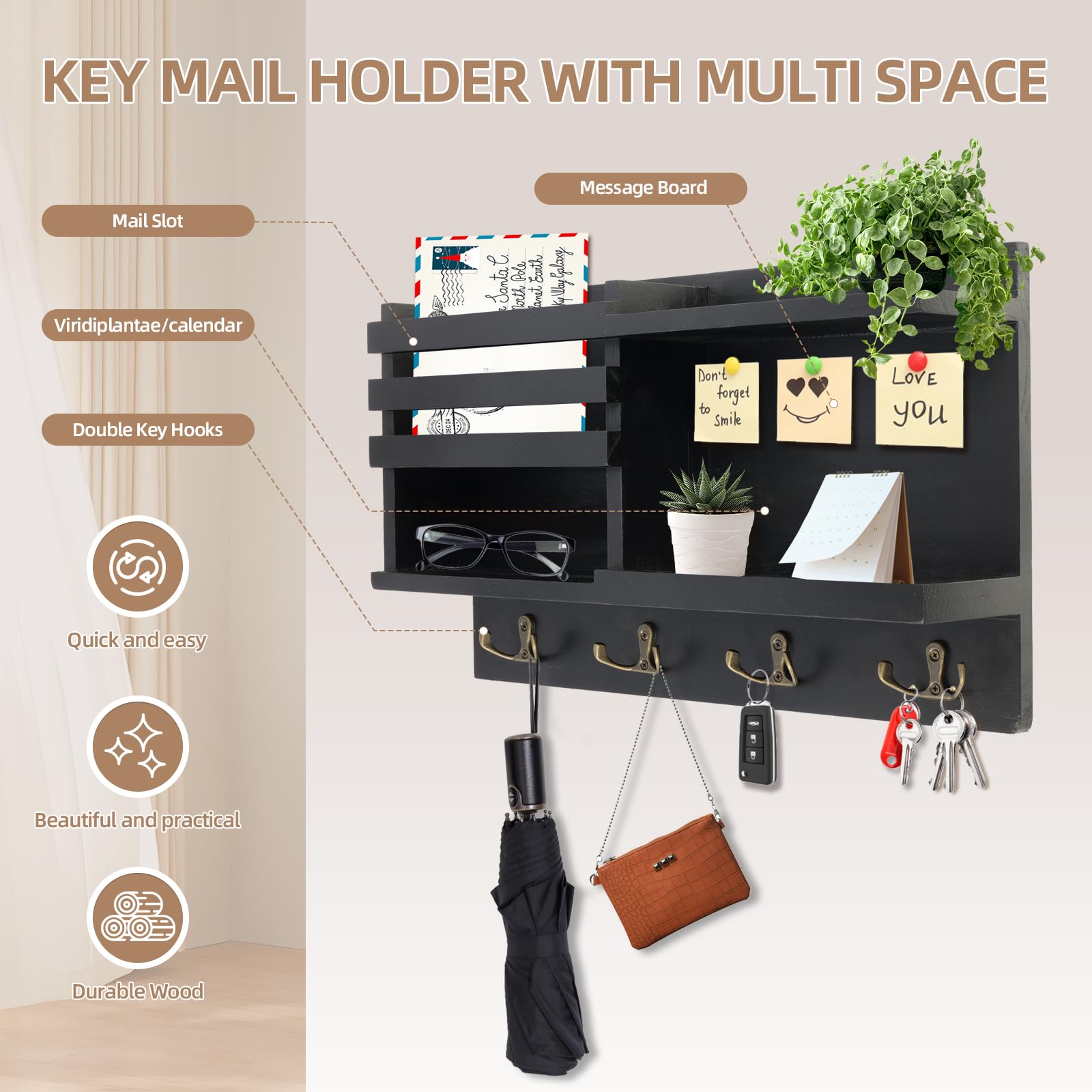 Eryvik key holder wall mount wood detail highlights natural finish and craftsmanship