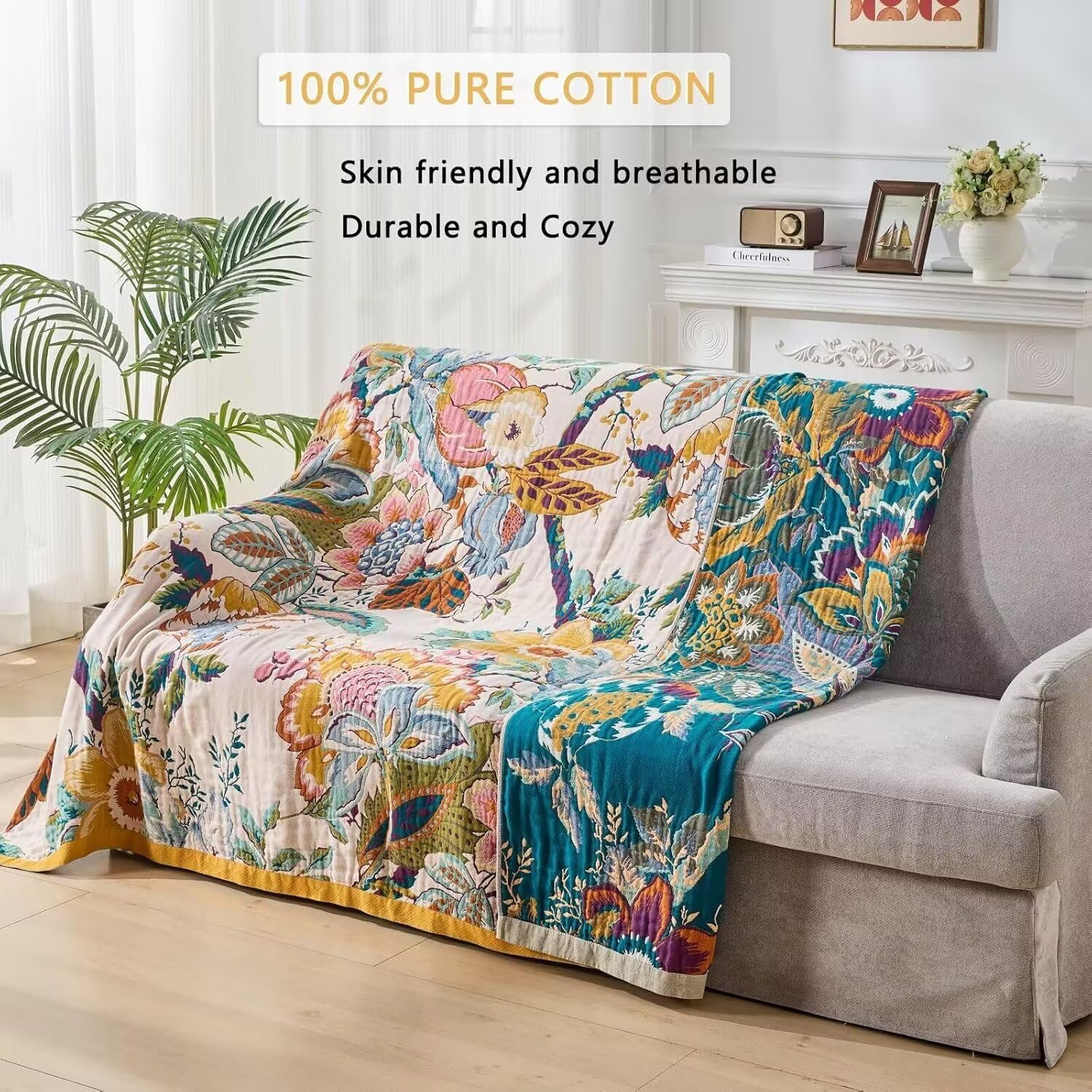 ERZVND Boho Throw Blanket beige bedroom enhances rustic charm