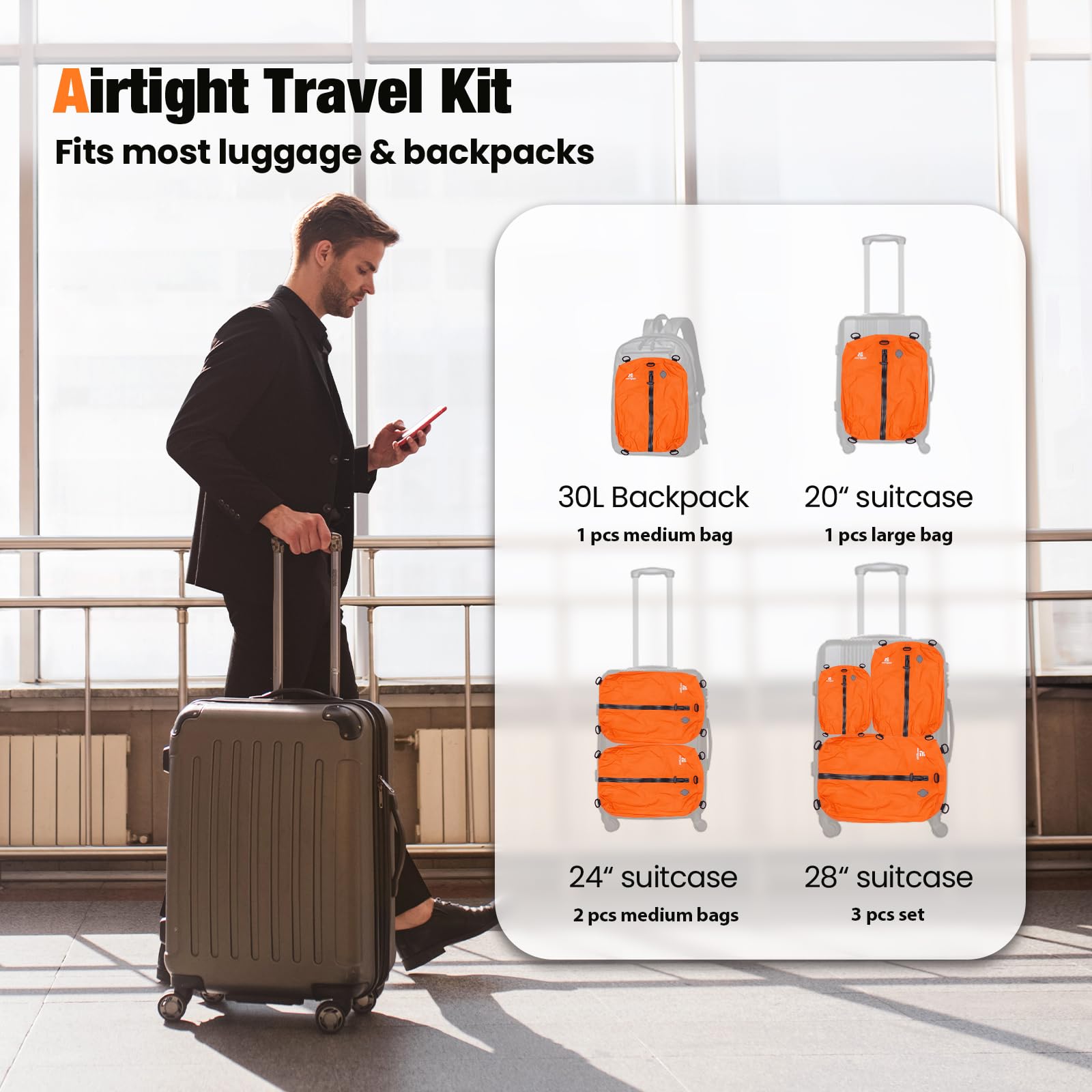 ESCRODOI space-saving packing bag reduces bulky clothing by over sixty percent