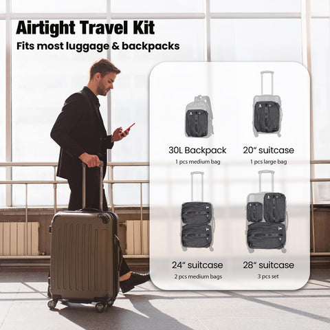 ESCRODOI three-pack space-saver bags maximize suitcase capacity.