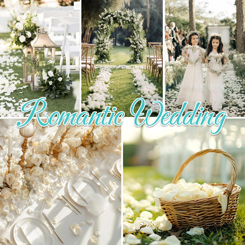 Eslibin real ivory rose petals for bridal shower table centerpieces.