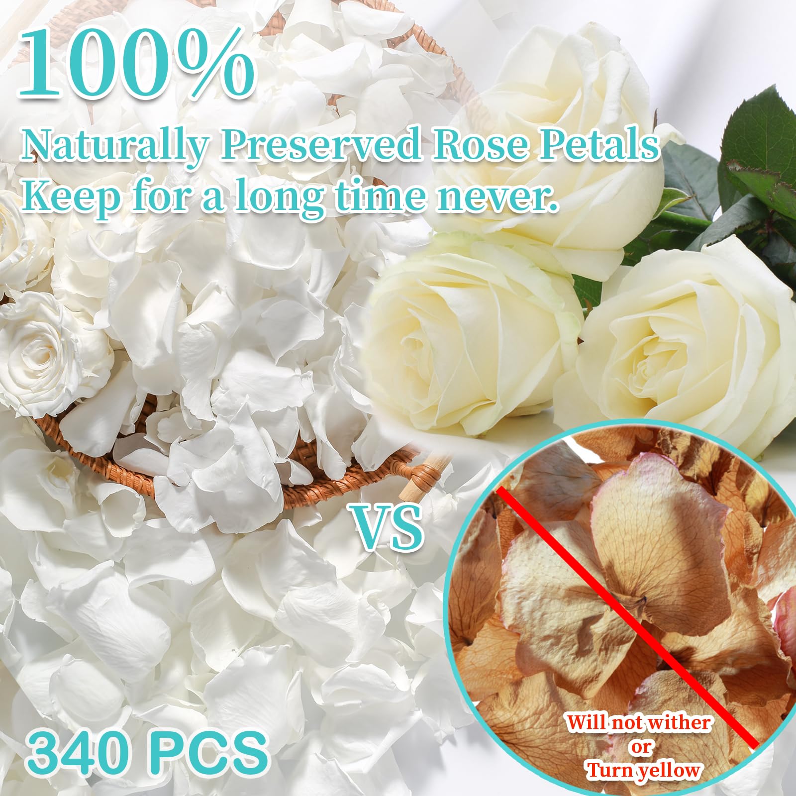 Eslibin real ivory rose petals arranged in a heart shape for romance.