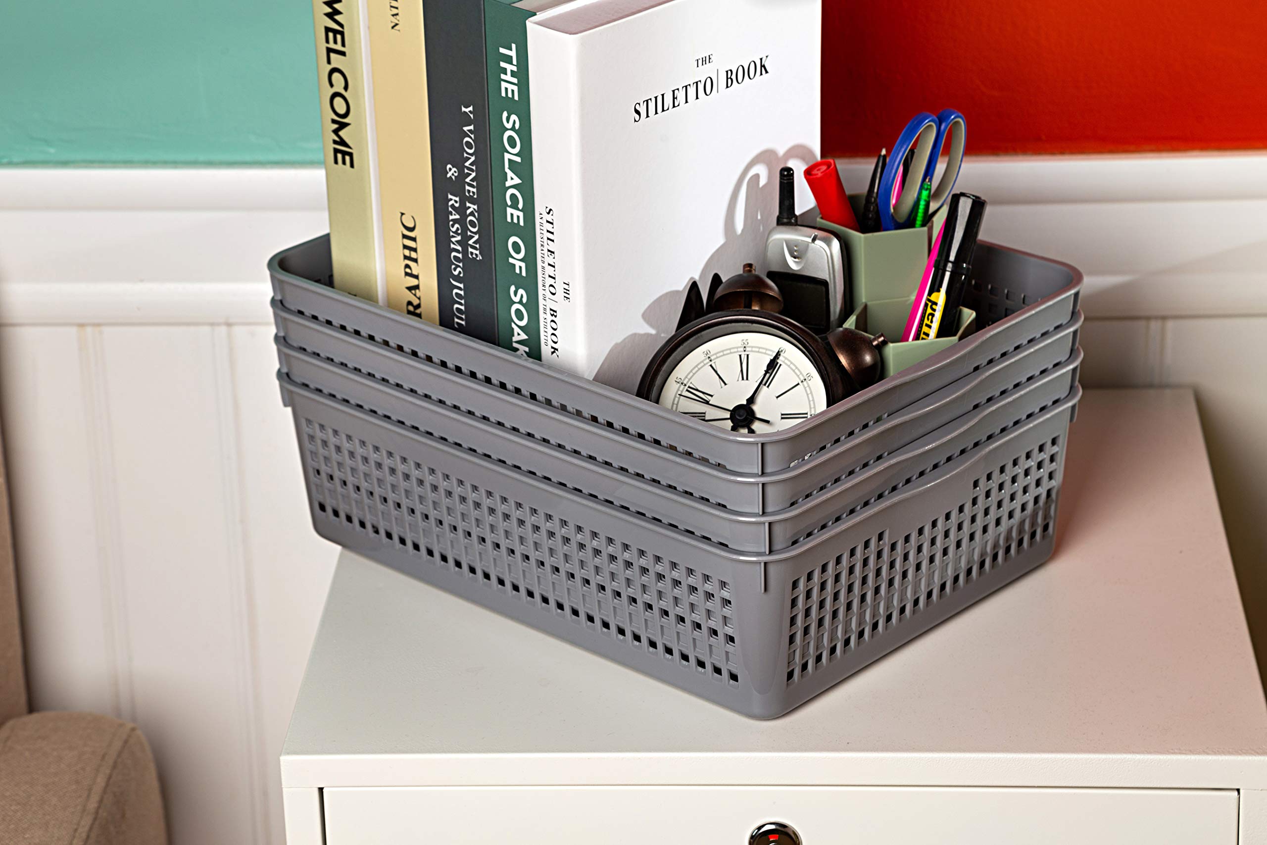 Eslite classroom, office, kitchen, bathroom baskets simplify home organization.