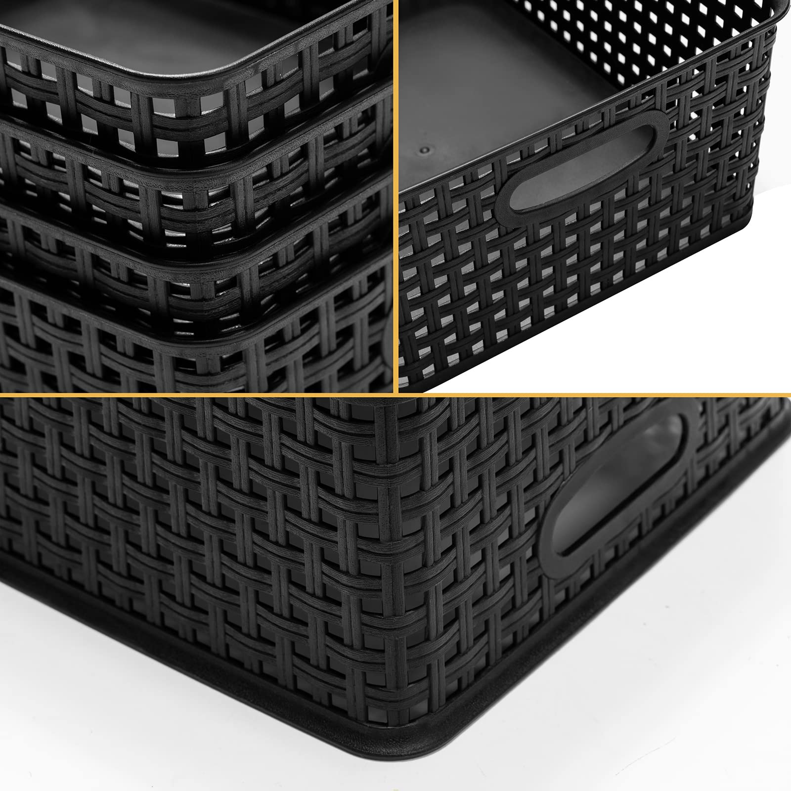 Eslite black storage basket in bathroom vanity for compact beauty supplies