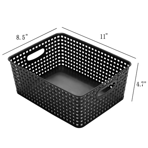 Eslite black storage basket on kitchen counter keeps utensils organized