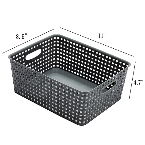 Eslite plastic storage baskets closeup weave shows durable, stylish pantry storage