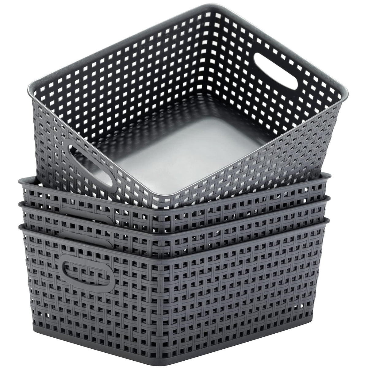 Eslite plastic storage baskets front view for organized spaces and easy access