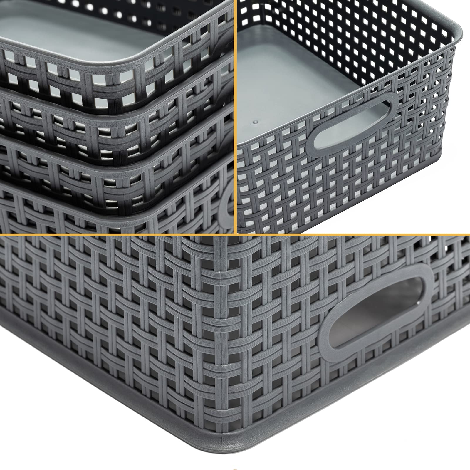 Eslite baskets side view highlight slim profile ideal for shelves