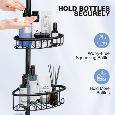 ESSEME adjustable height tension pole fits bathtub edges.