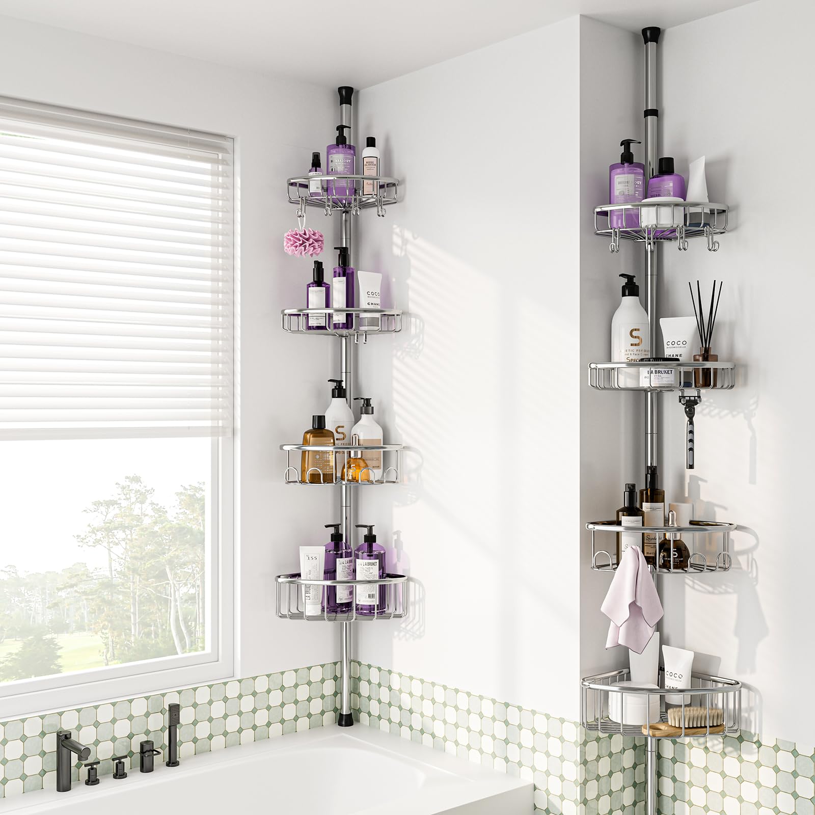 ESSEME corner shower caddy hollow baskets drain moisture for a dry bathroom
