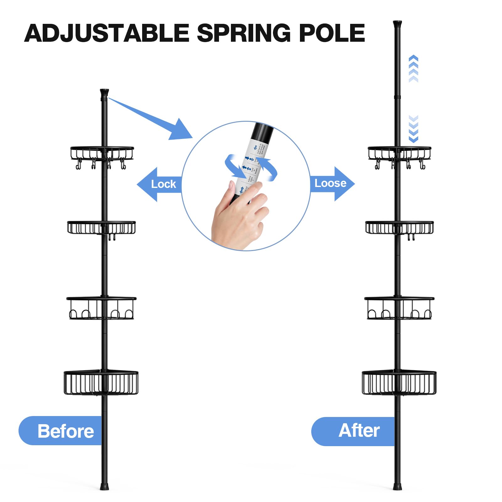 ESSEME easy install tension rod rack saves setup time.