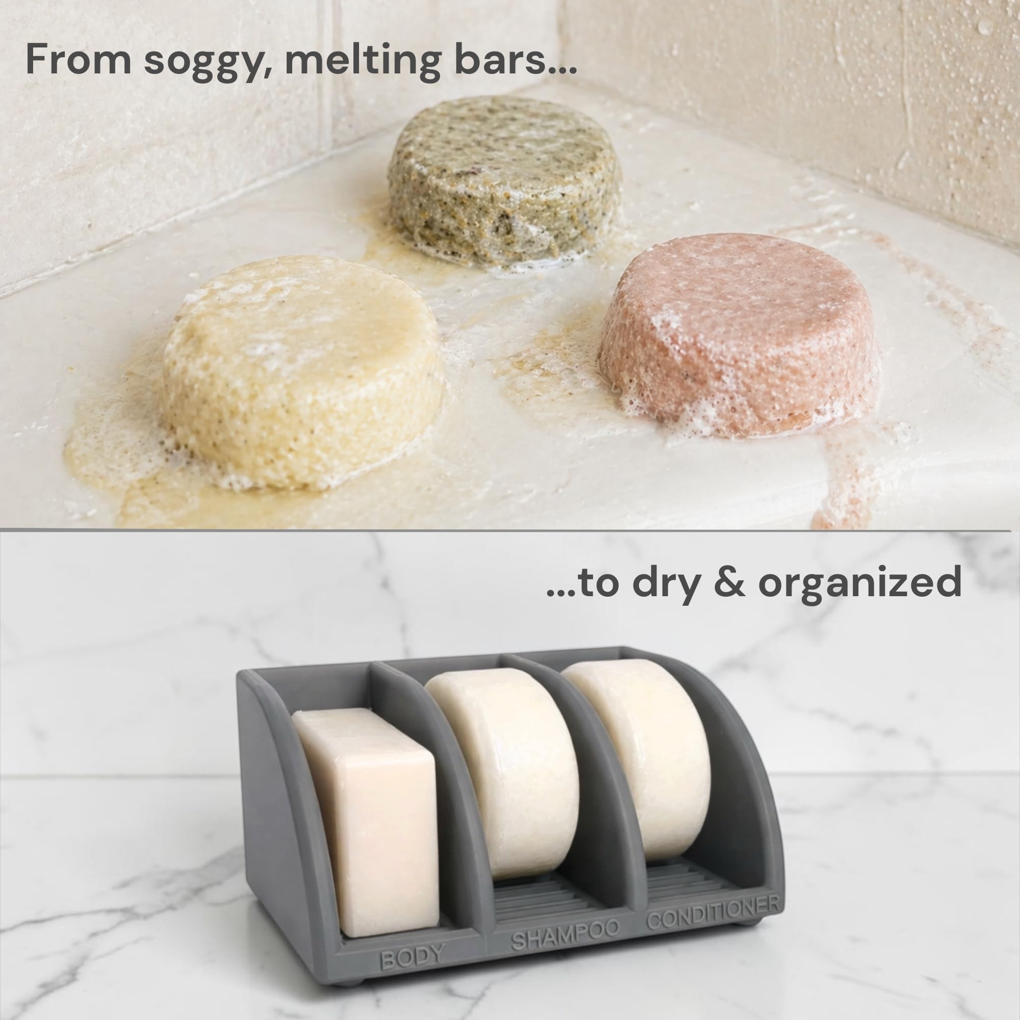 Bar holder drainage system promotes airflow for faster drying of bars