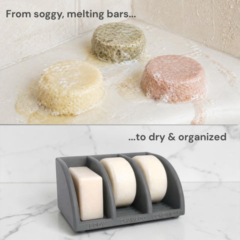 Bar holder drainage system promotes airflow for faster drying of bars