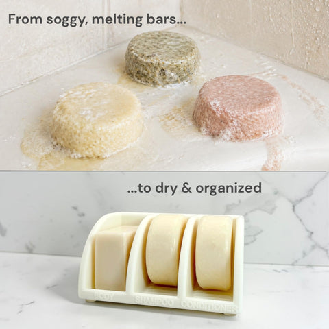 Essence and Abode Jade White 3-slot organizer top view shows drainage gaps.