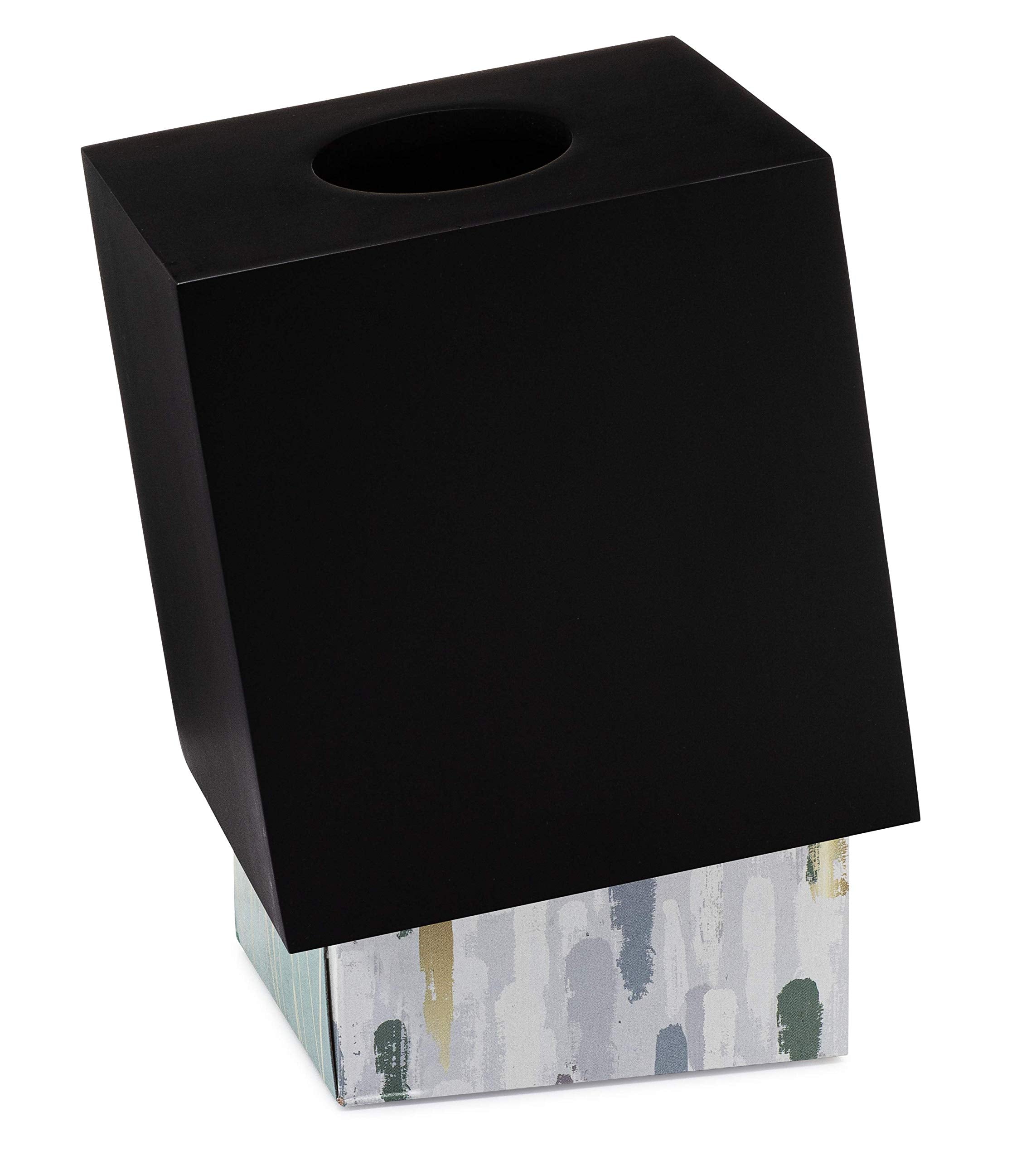 Office setup featuring Essentra Home square tissue box cover for tidy desk