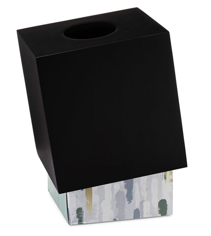 Office setup featuring Essentra Home square tissue box cover for tidy desk
