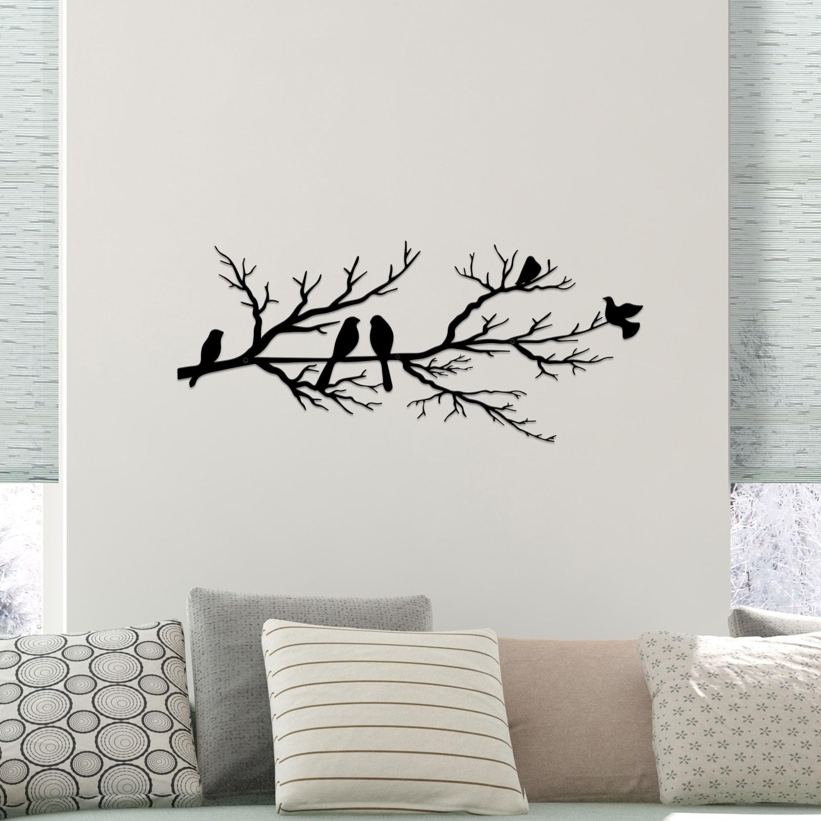 ESTART large birds wall art on branch creates a striking focal point in any hallway