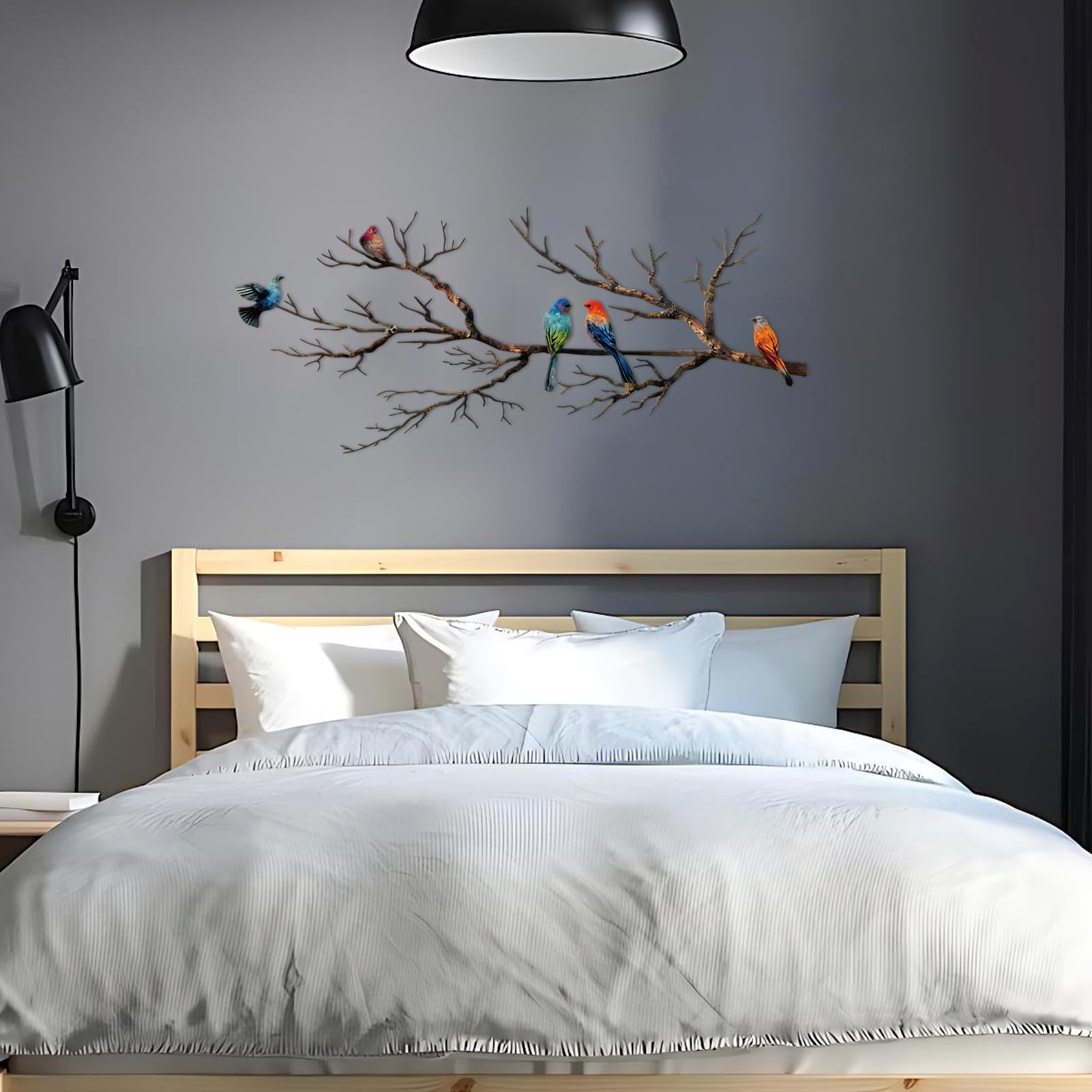 ESTART birds wall decor on branch for outdoor balcony ambiance.