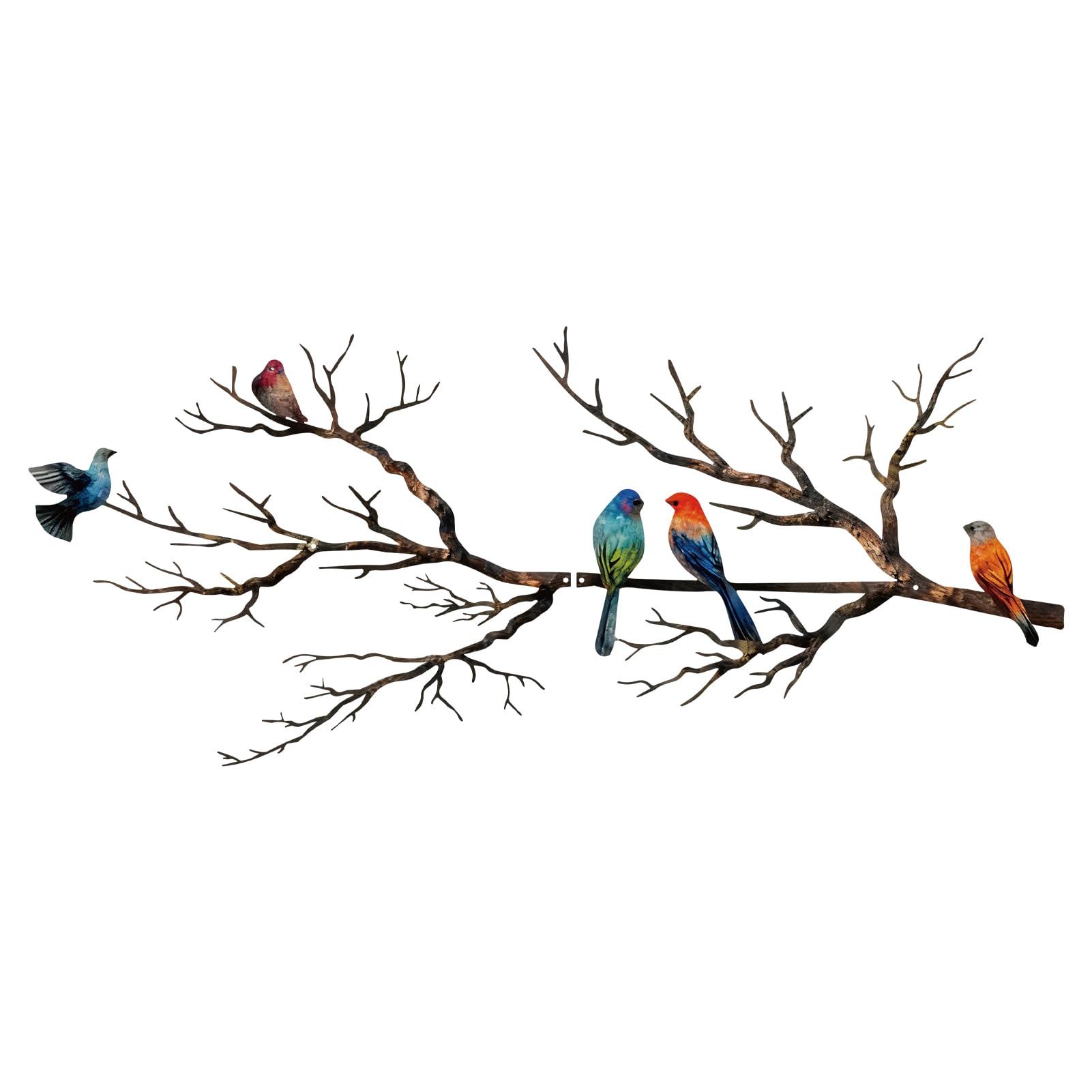 ESTART metal birds wall art on branch close-up for bright living room decor.