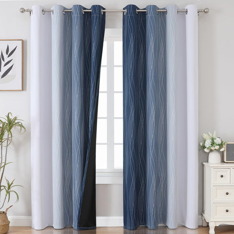 Estelar Textiler ombre curtains in grey-white offer privacy and room darkening.