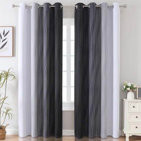 Estelar Textiler gradient wavy design blocks light while elevating room aesthetics.
