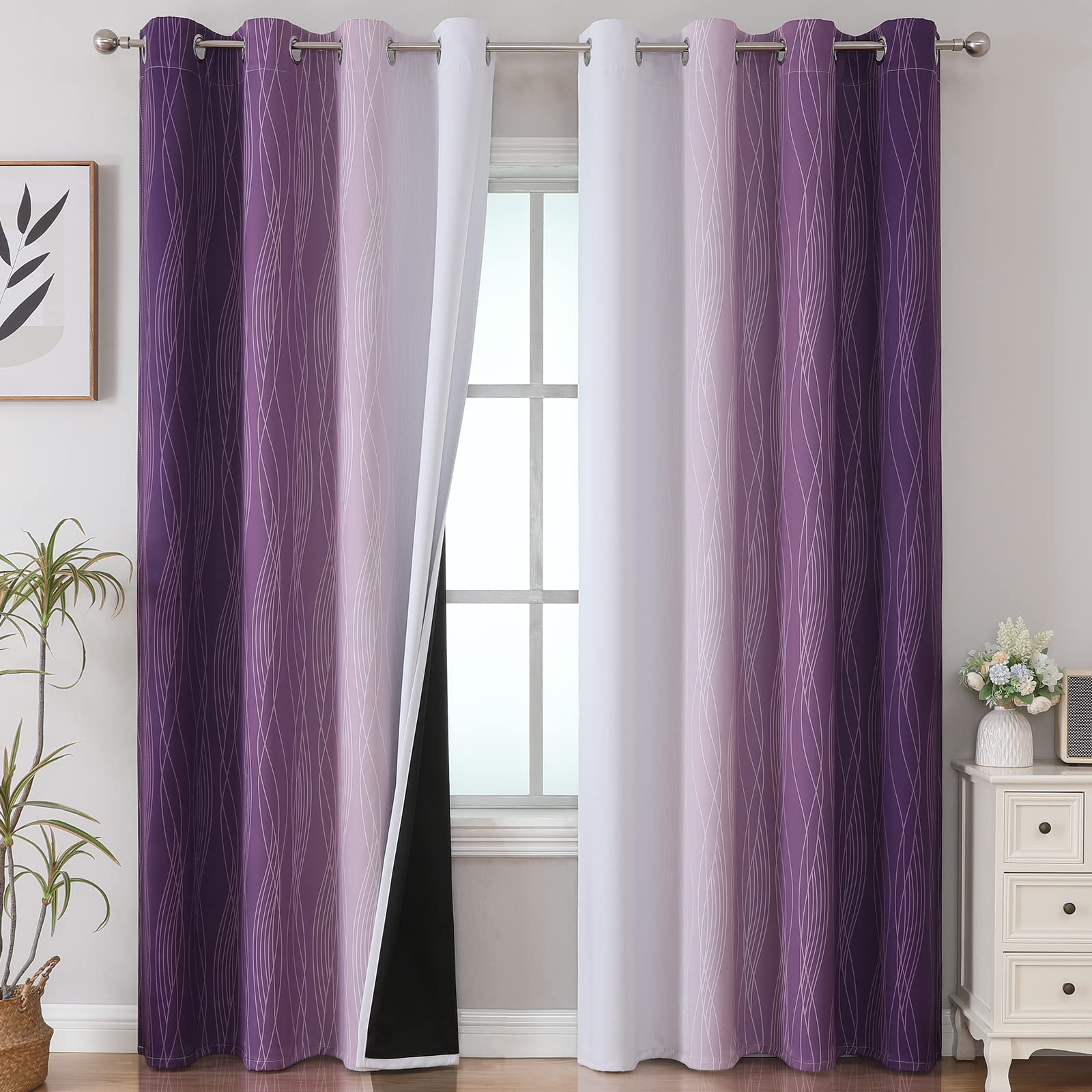 Estelar Textiler Ombre Curtains 52x84 front view showing gradient blackout and modern style