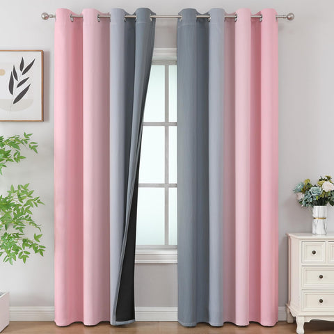 Estelar Textiler pink-to-grey ombre curtains 52x84 panel, soft fabric for cozy living rooms.