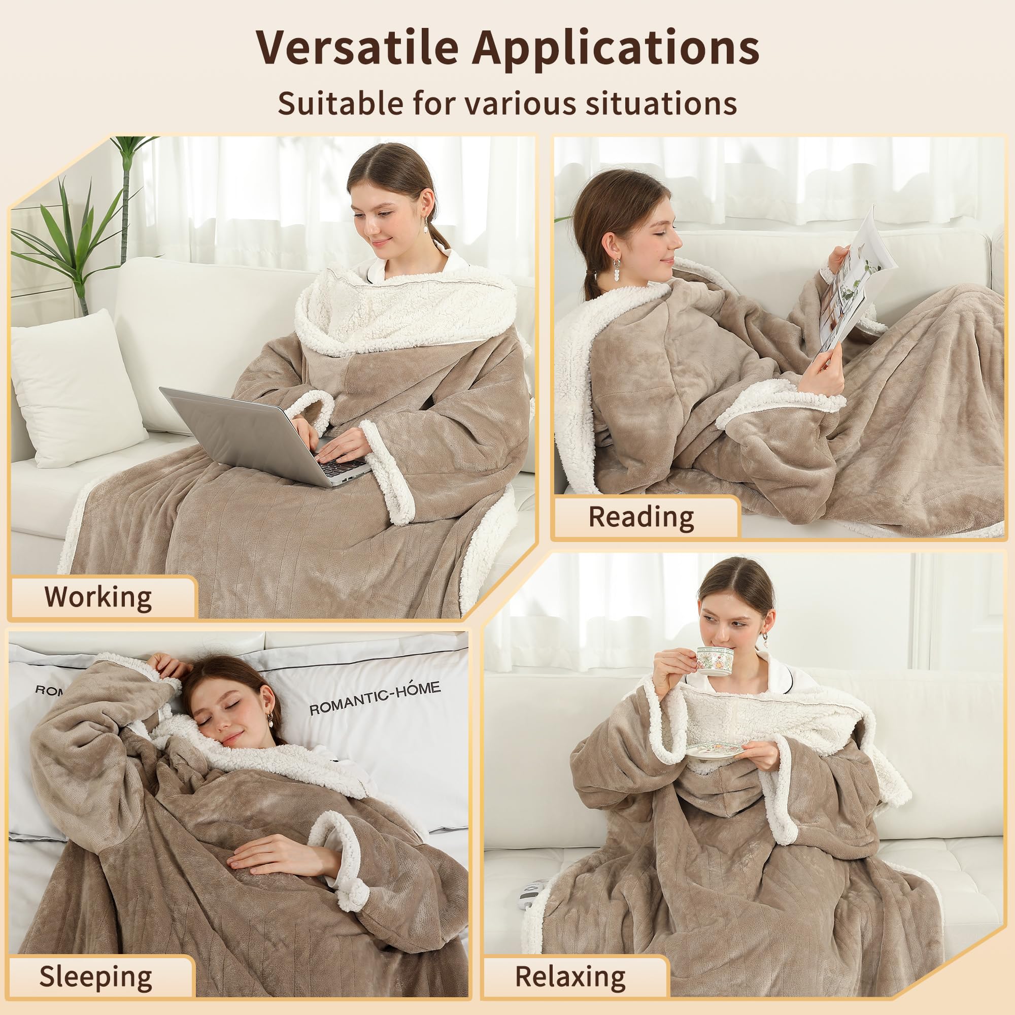 ESTINGO Wearable Electric Throw Blanket auto-off timer helps energy management