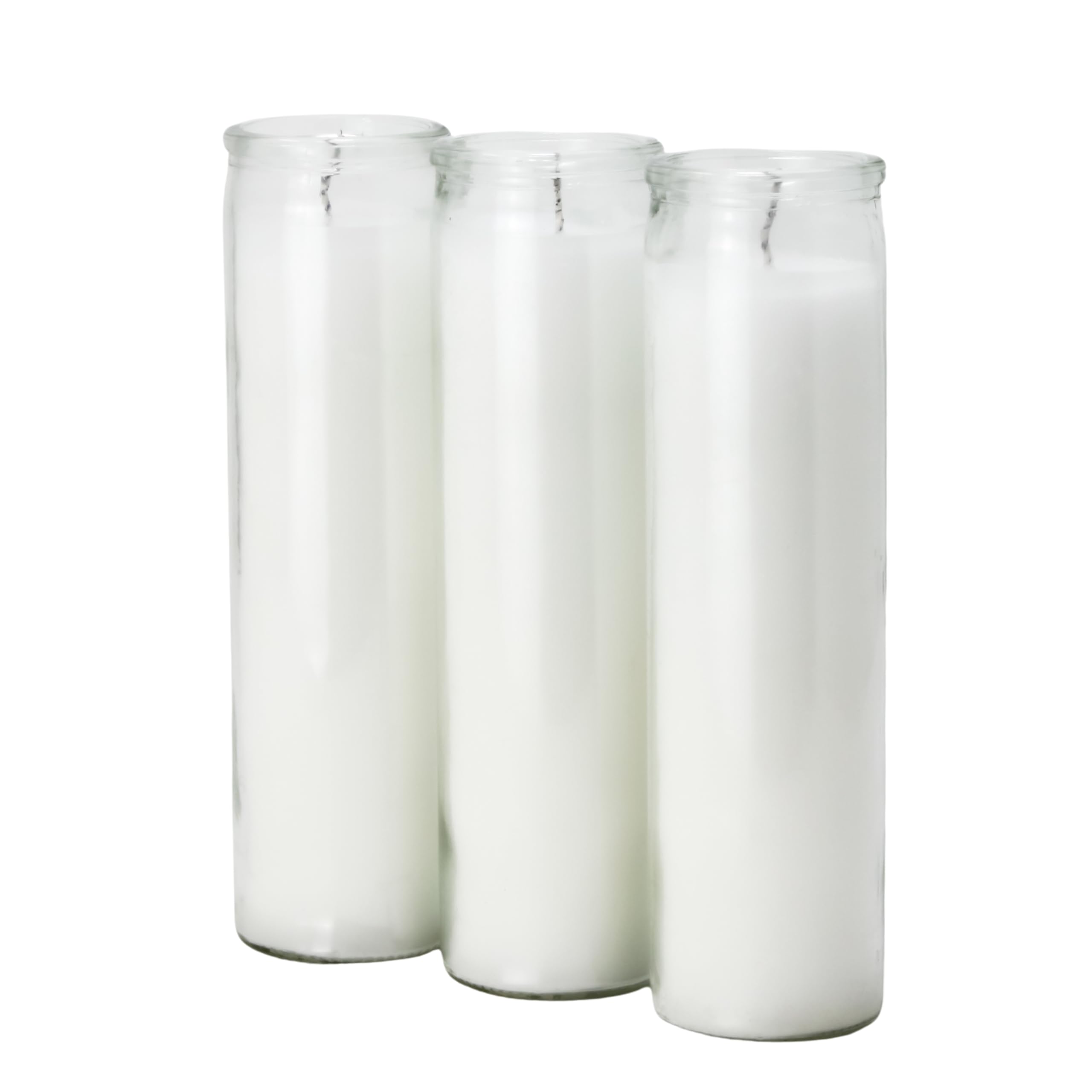 Estrella Blanca 2x8 inch white prayer candle in clear glass jar for ceremonies