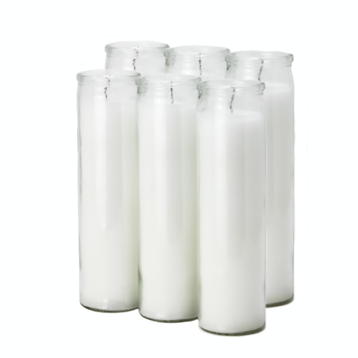 Estrella Blanca 7-day white candle in a clear glass jar for devotional use