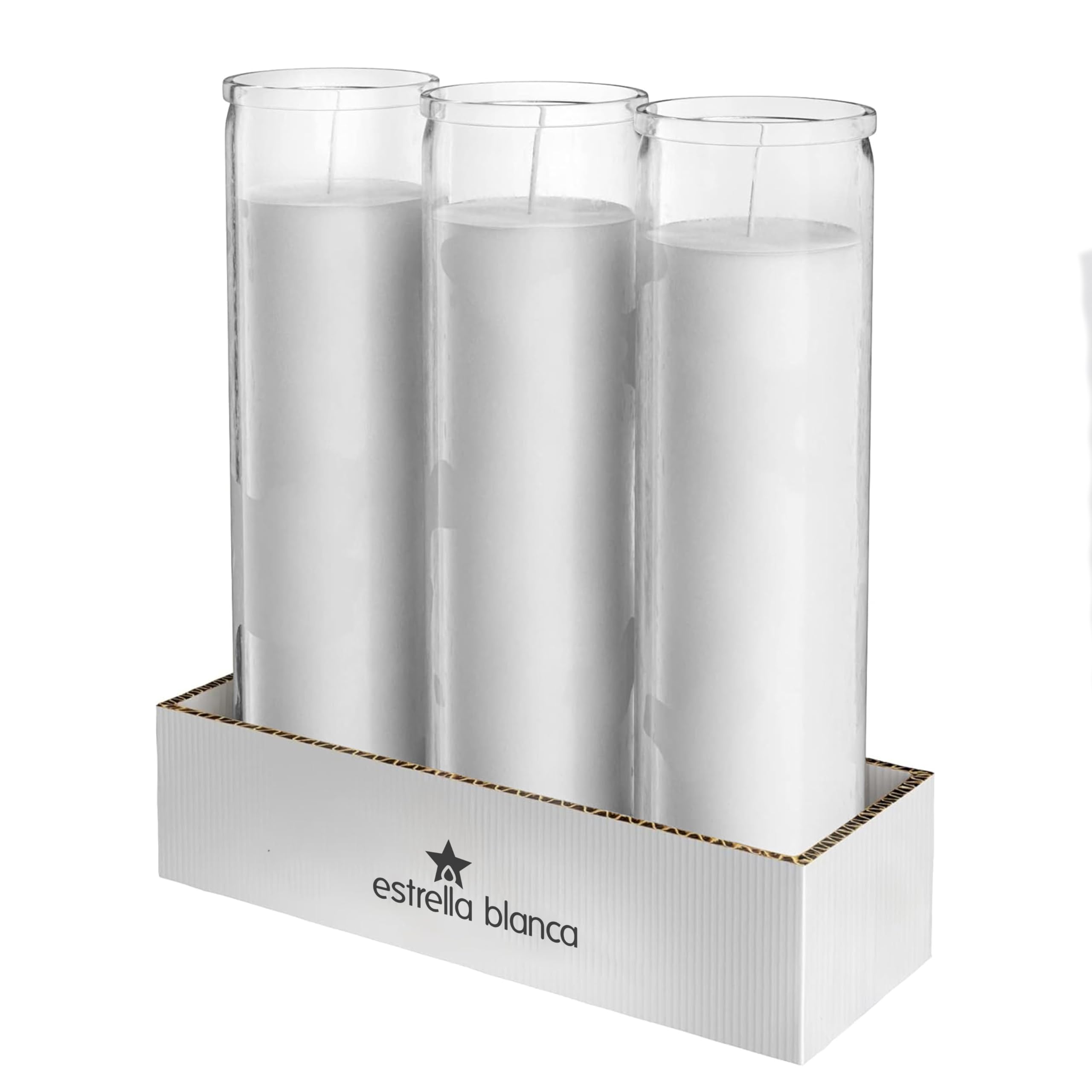 Estrella Blanca securely packed 3-candle set ready for delivery