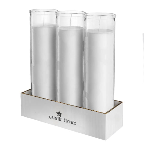 Estrella Blanca securely packed 3-candle set ready for delivery