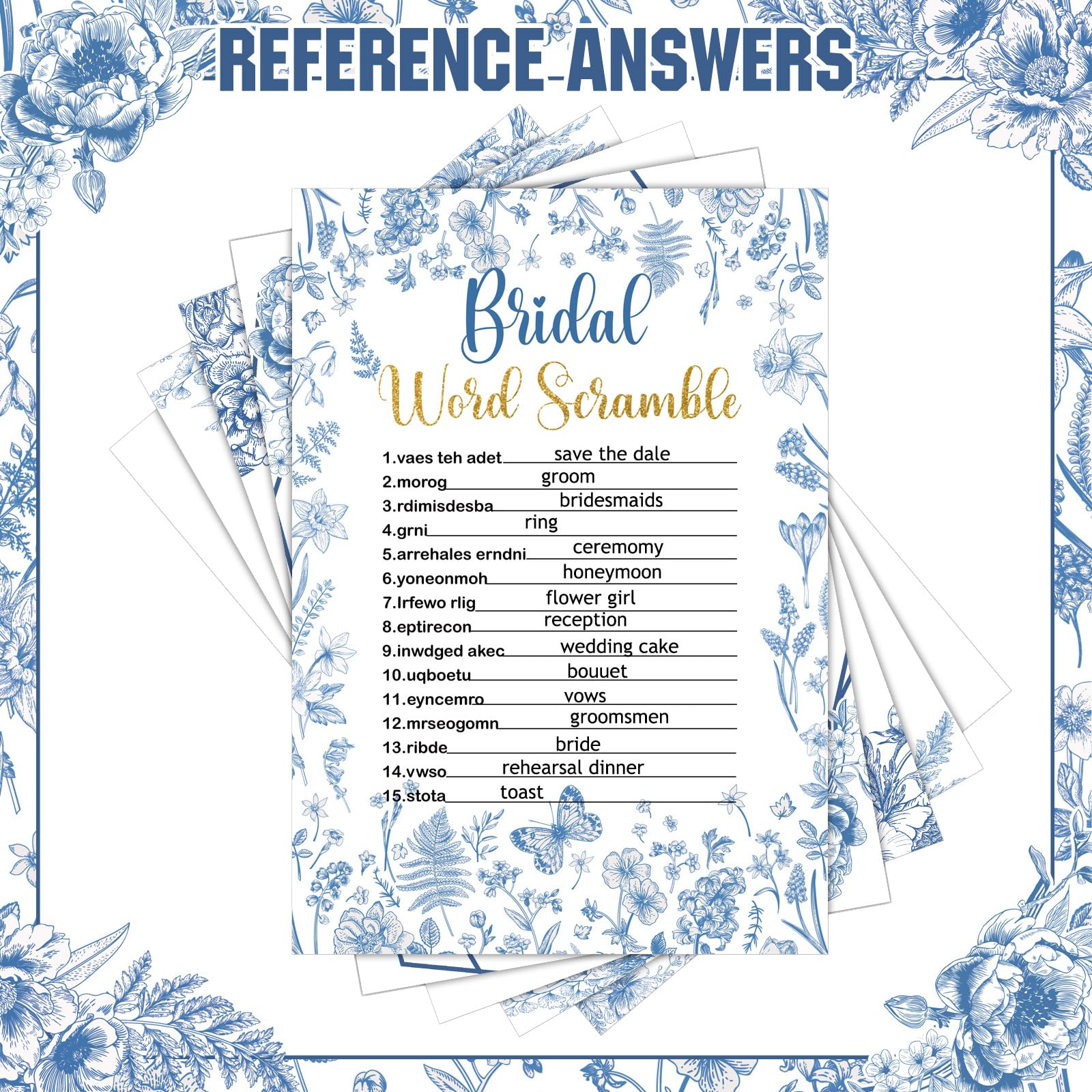 Estune blue-white design harmonizes with many wedding themes.
