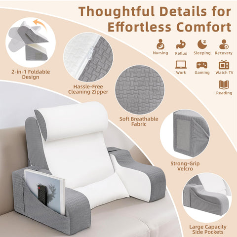 ESUERDO dual-height armrests with pockets for storage