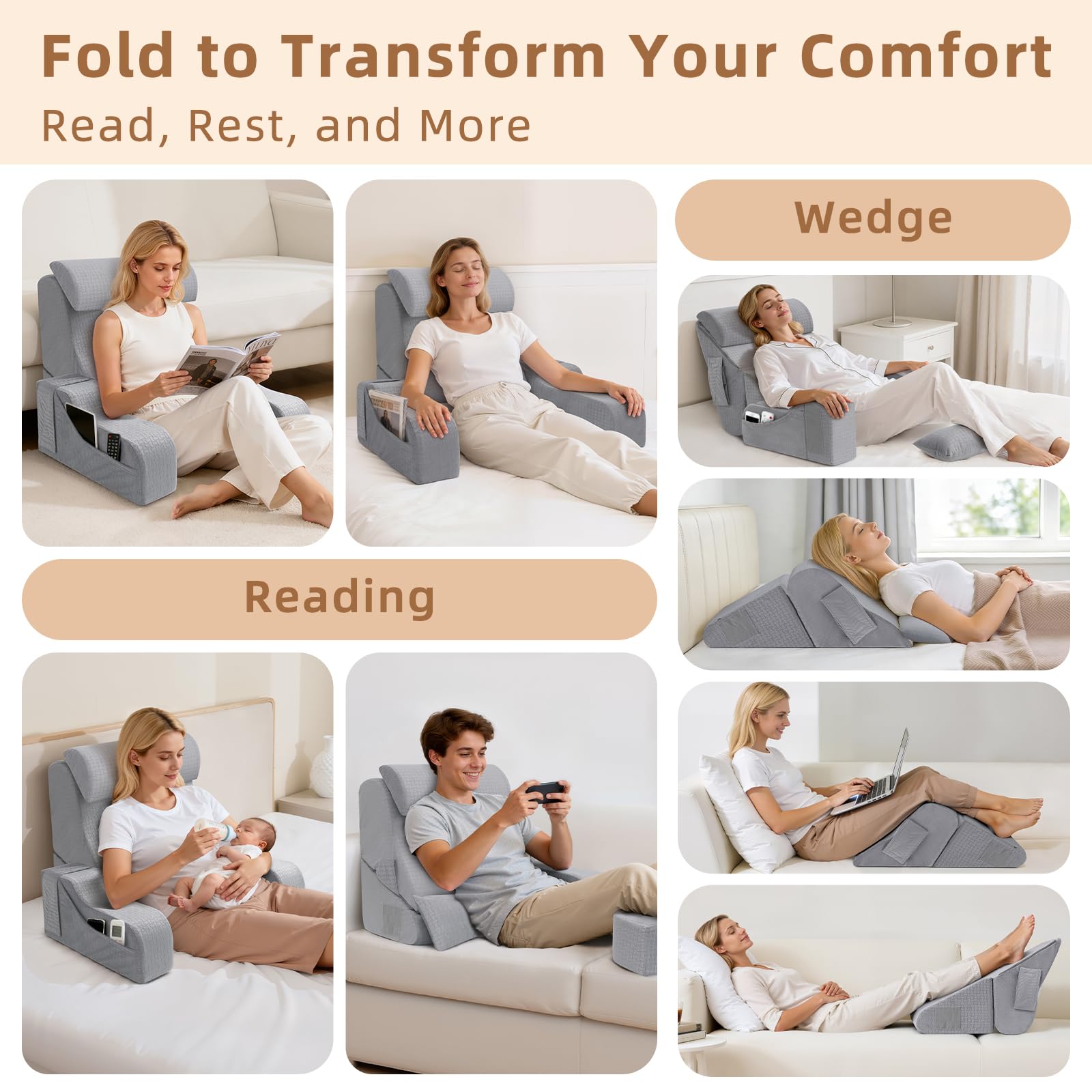 ESUERDO foldable wedge base offers versatile support at any angle.